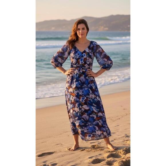 Dresses & Skirts - $267 Derek Lam 10 Crosby Women's V-Neck Floral Maxi Dress Size 8